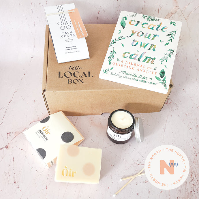 Little Local Box - Calmness North Gift Box with Create Your Own Calm Journal, Oir Soap, Isle & Calm Cocoa
