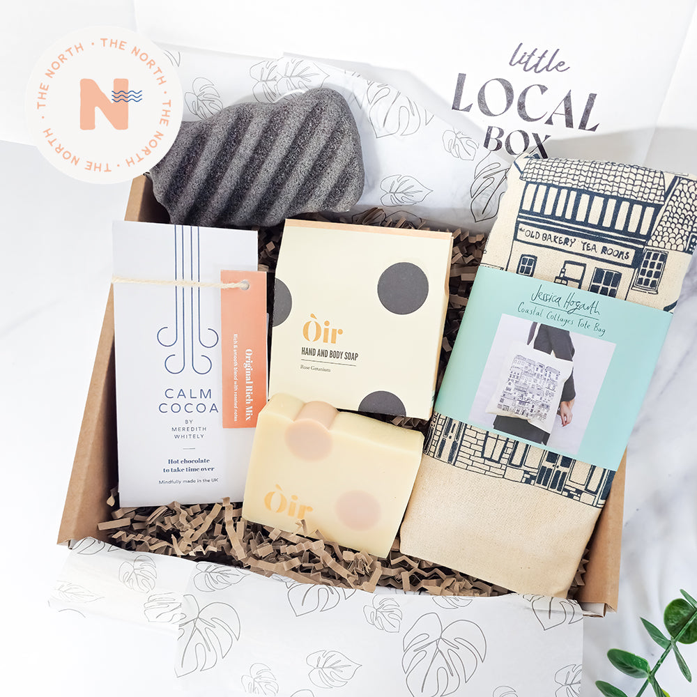 Little Local Box - Coast gift Box North UK with Jessica Hogarth Tote Bag, Oir Soap & Calm Cocoa