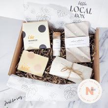 Load image into Gallery viewer, Little Local Box - North Soak Gift Set Wellbeing Sustainable Gift Boxes with Calico Collective, Oir Soap, Salt &amp; Steam
