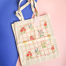 Load image into Gallery viewer, Ellie Mae Designs - Gridded Floral Tote Bag

